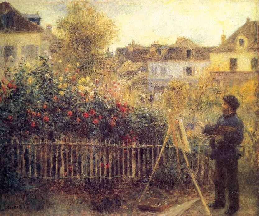 Pierre Auguste Renoir Claude Monet Painting in his Garden at Argenteuil